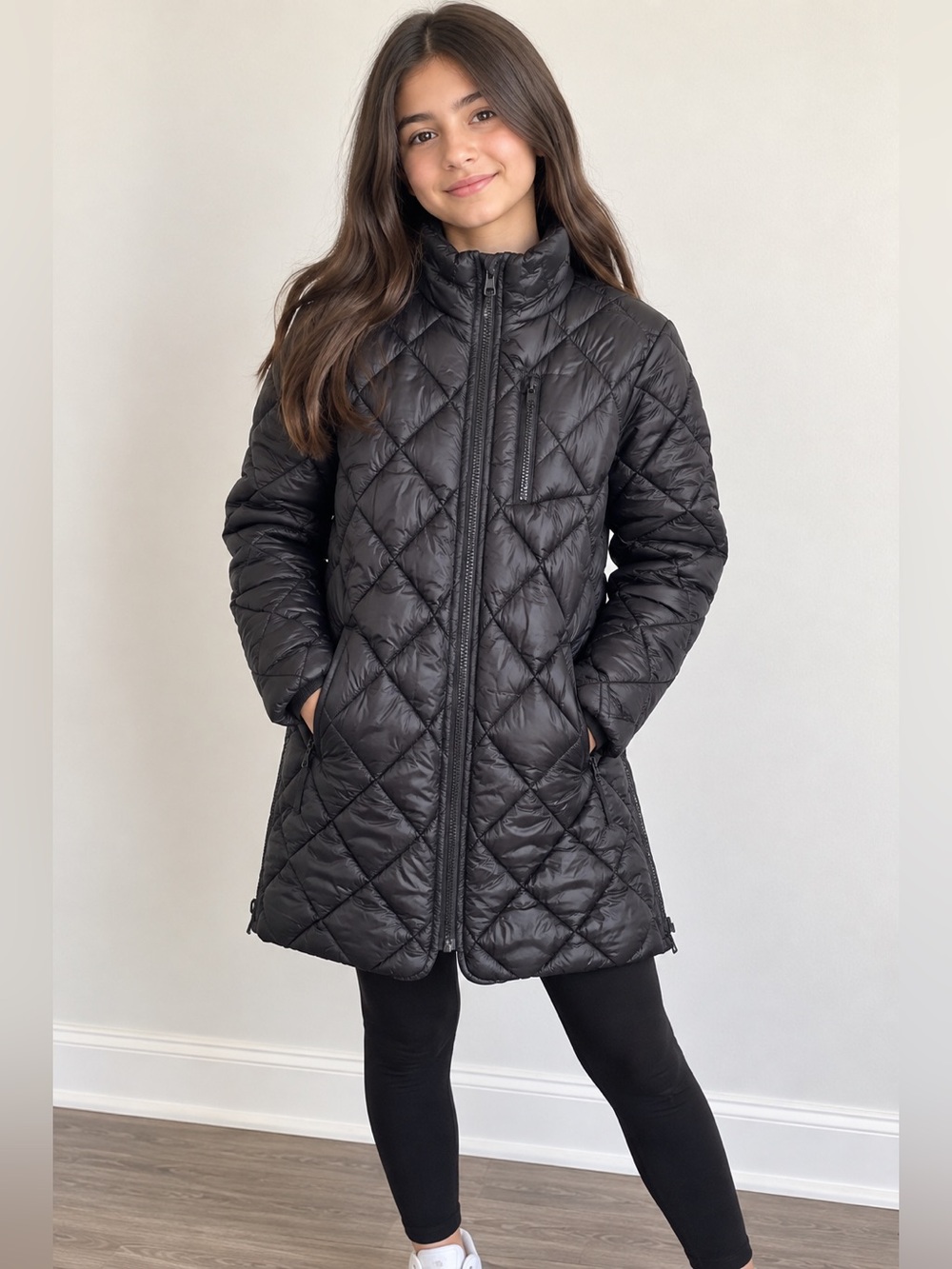 Kids H&M Black Quilted Long Puffer Jacket